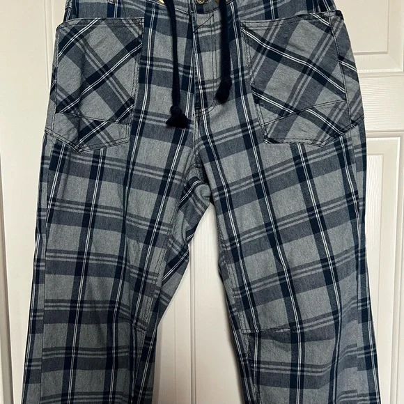 Free People WE THE FREE: Moxie Barrel Low Slung Pull On Jeans In Plaid …NWOT - Picture 7 of 10